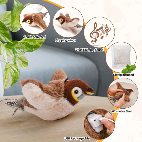 🐦Interactive Chirping Bird Cat Toy🐾 - The Purrfect Feathered Playmate